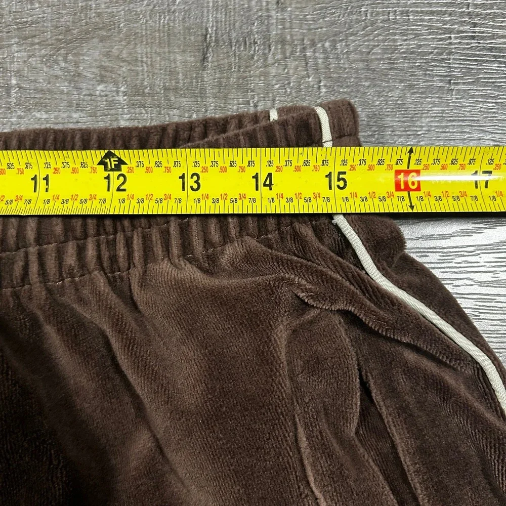 Sweatledo Brown Velour Track Pants Baggy Y2K Side Stripe Joggers Mens XL